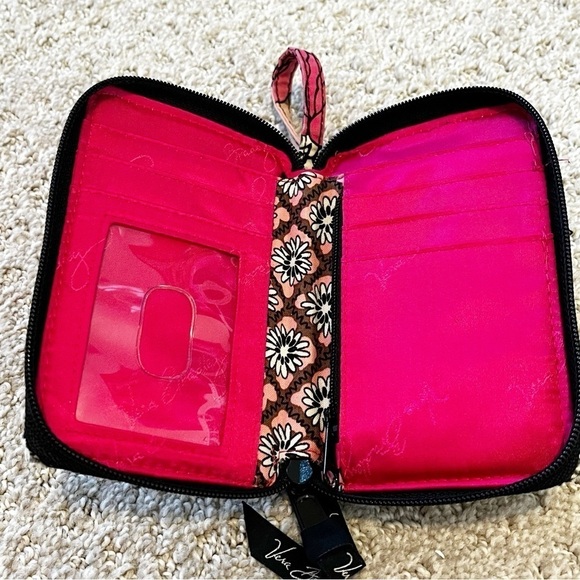 Vera Bradley Wristlet Wallet Mocha Rouge Organizer Key Chain Travel ID Holder - Picture 3 of 9